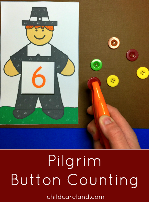 Pilgrim Button Counting Math and Fine Motor Activity For Preschool and Kindergarten