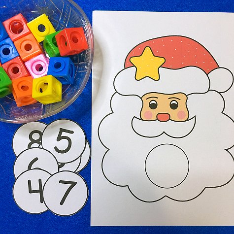 santa math mat for preschool and kindergarten