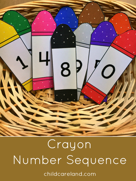 Crayon number sequence for preschool and kindergarten.