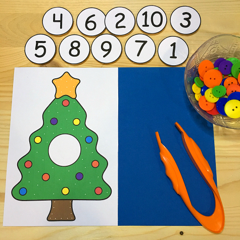 christmas tree math mat for preschool and kindergarten