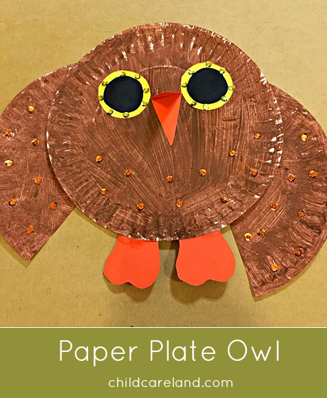 paper plate owl craft project for preschool and kindergarten
