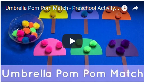 umbrella pom pom match for preschool and kindergarten