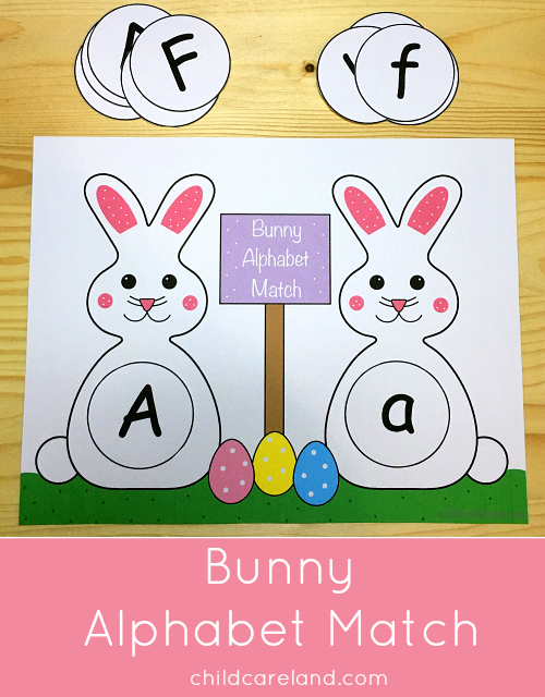 bunny alphabet match for preschool and kindergarten
