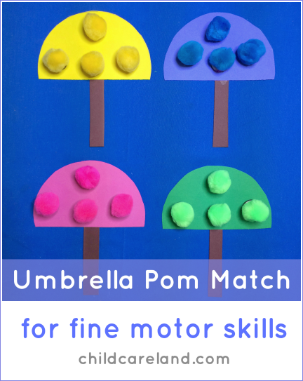 Umbrella Pom Pom Match Preschool Activity