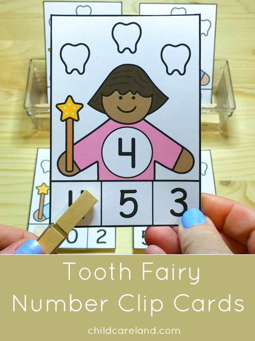 tooth fairy number clip cards for preschool and kindergarten