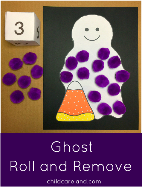 Ghost Roll and Remove Preschool and Kindergarten Math Activity 