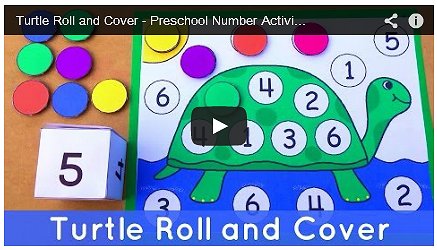 Turtle Roll and Cover Preschool Math Activity