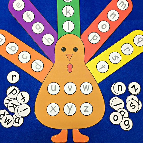 turkey alphabet match for preschool and kindergarten