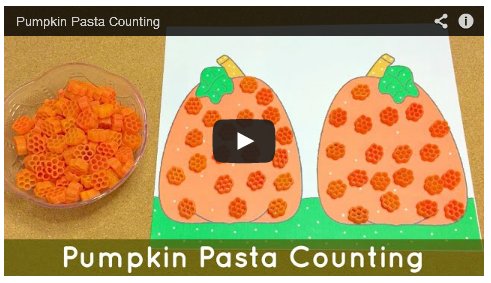 Pumpkin Pasta Counting Preschoo and Math Fine Motor Activity