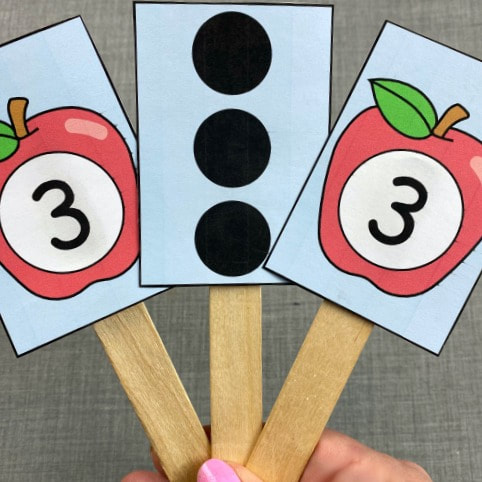 apple number match sticks for preschool and kindergarten