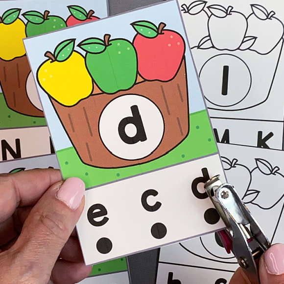 apple alphabet punch cards letter recognition and fine motor activity for preschool and kindergarten