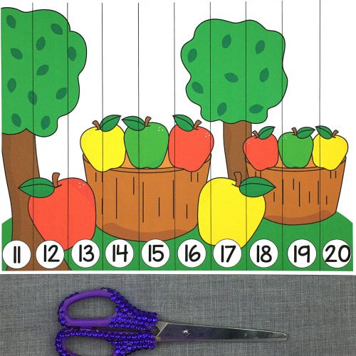apple number sequence puzzles for preschool and kindergarten