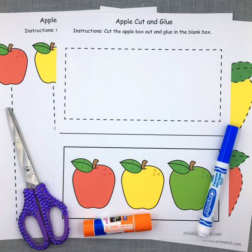 apple fine motor sheets for preschool and kindergarten