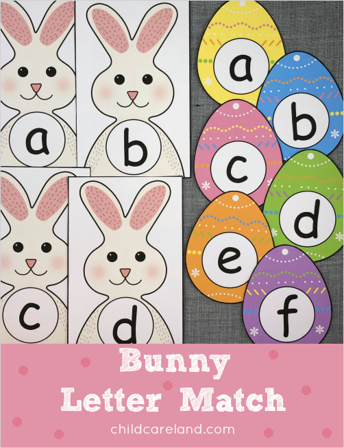 bunny letter match for preschool and kindergarten