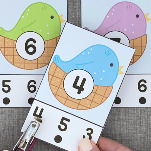 spring bird number punch for preschool and kindergaten