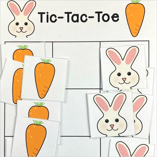 bunny tic-tac-toe for preschool and kindergarten