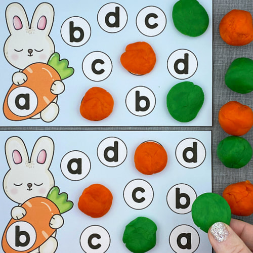 bunny alphabet cover-up cards for preschool and kindergarten