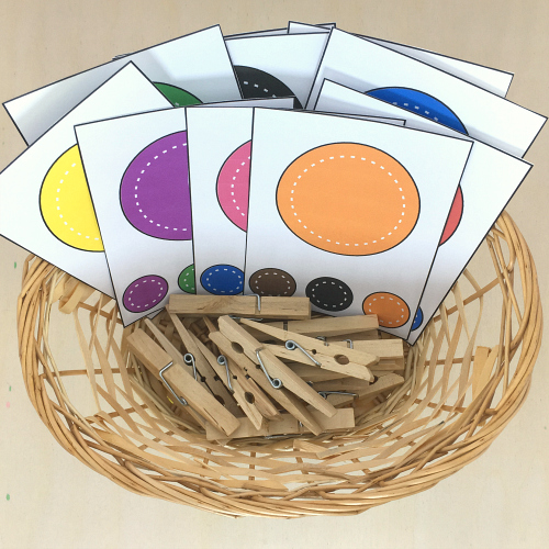 color clip cards for preschool and kindergarten