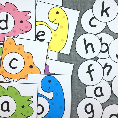 dinosaur alphabet match for preschool and kindergarten