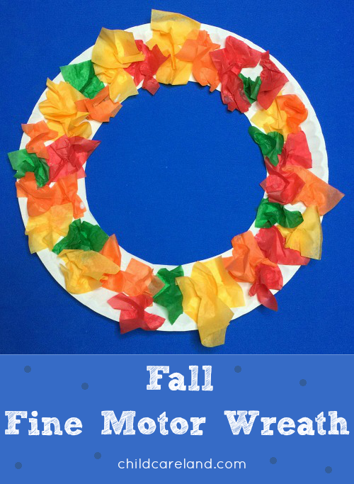 Fall Tissue Paper Wreath Preshool and Kindergarten Art Project