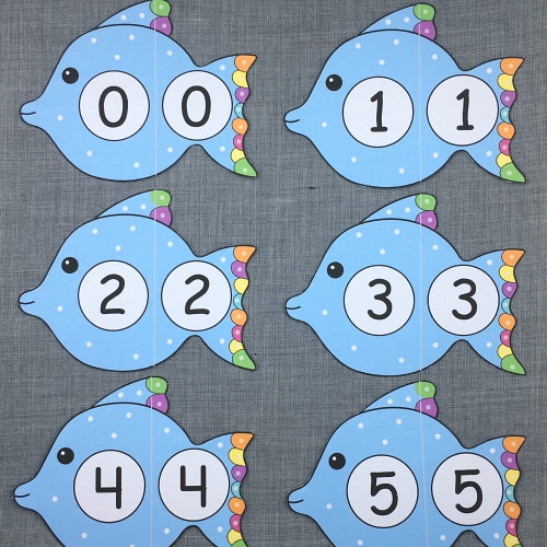 fish number puzzles for preschool and kindergarten