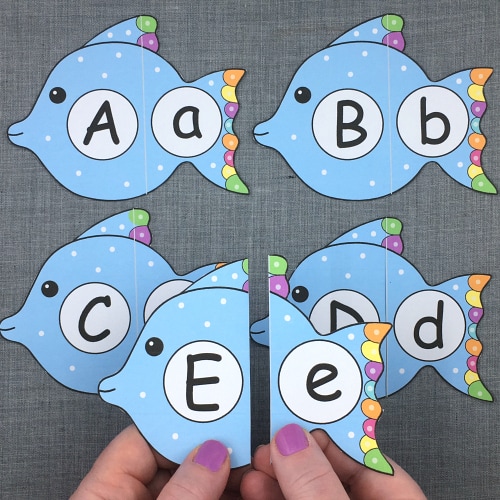 fish alphabet puzzles for preschool and kindergarten
