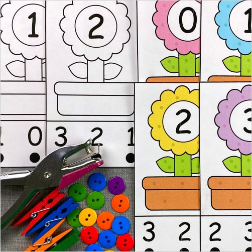 flower number punch for preschool and kindergarten