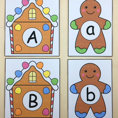 gingerbread alphabet match for preschool and kindergarten