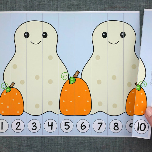 ghost number sequence puzzles for preschool and kindergarten