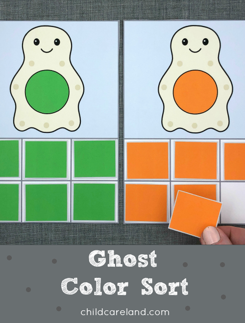 ghost color sort for preschool and kindergarten