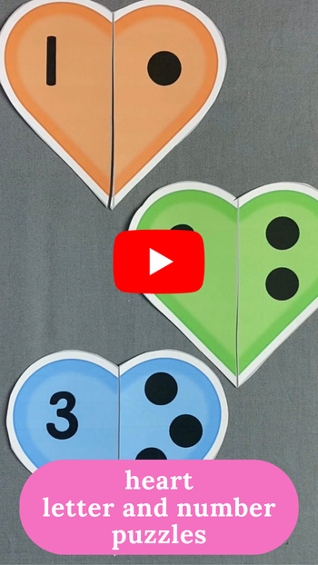 heart letter and number puzzles for preschool and kindergarten