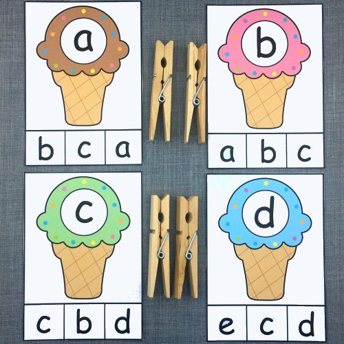 ice cream alphabet clip for preschool and kindergarten