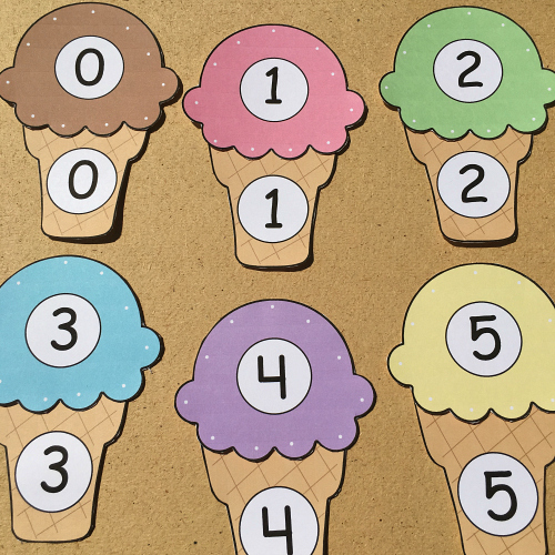 Ice Cream Cone Number Match Printable Free