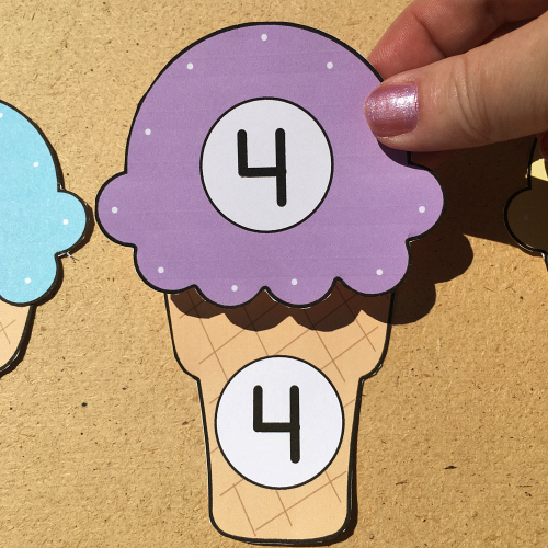 ice cream number match for preschool and kindergarten