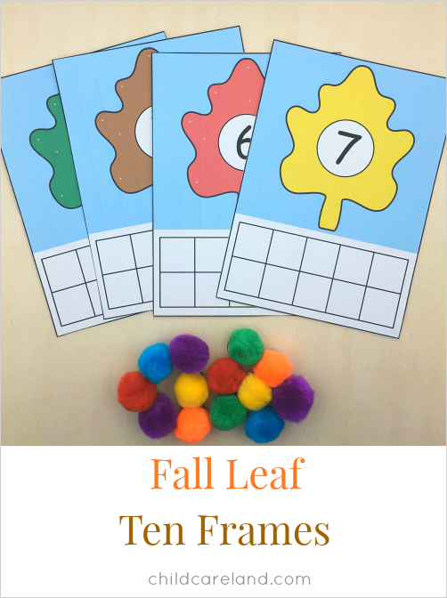 fall leaf ten frames for preschool and kindergarten math