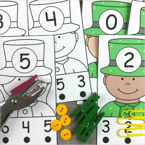 leprechaun number match cards for preschool and kindergarten