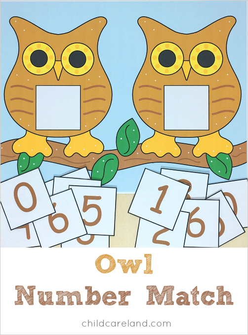 owl number match for preschool and kindergarten
