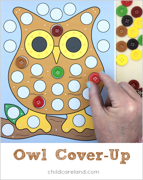 owl cover-up fine motor activity for preschool and kindergarten
