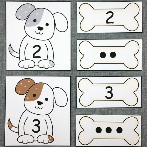 puppy number match for preschool and kindergarten