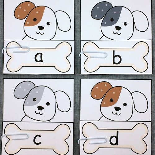 puppy alphabet match for preschool and kindergarten