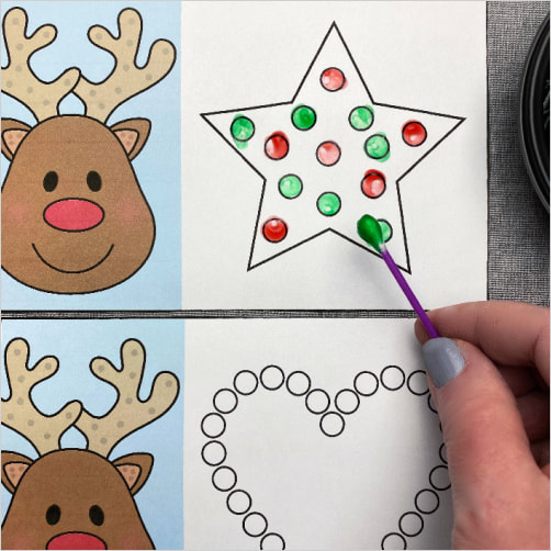 reindeer fine motor shape dots for preschool and kindergarten