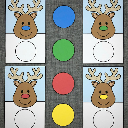 reindeer color match for preschool and kindergarten