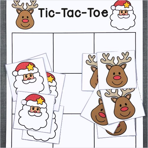 reindeer tic-tac-toe game for preschool and kindergarten