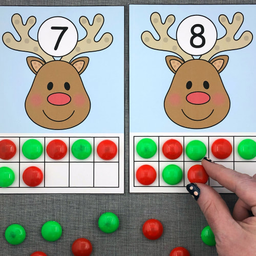 reindeer ten frames for preschool and kindergarten