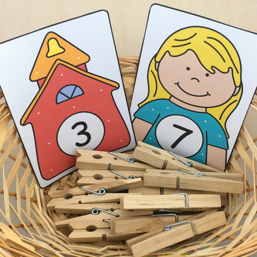 school number match and clip for preschool and kindergarten