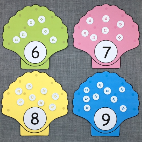 sea shell math for preschool and kindergarten