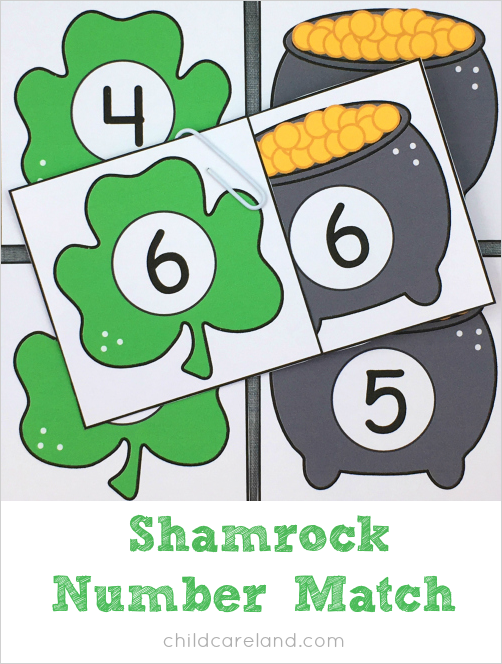 shamrock number match for preschool and kindergarten