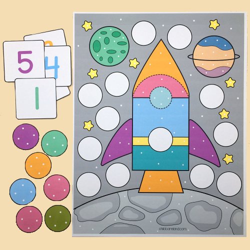 Space Count and Cover for preschool and kindergarten