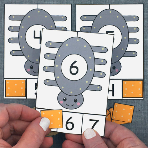 spider number clip for preschool and kindergarten
