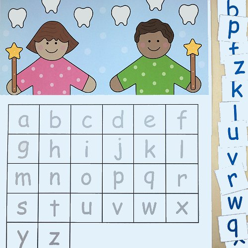 tooth fairy alphabet sequence match for preschool and kindergarten